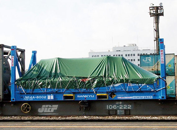 Cargo transported on a train